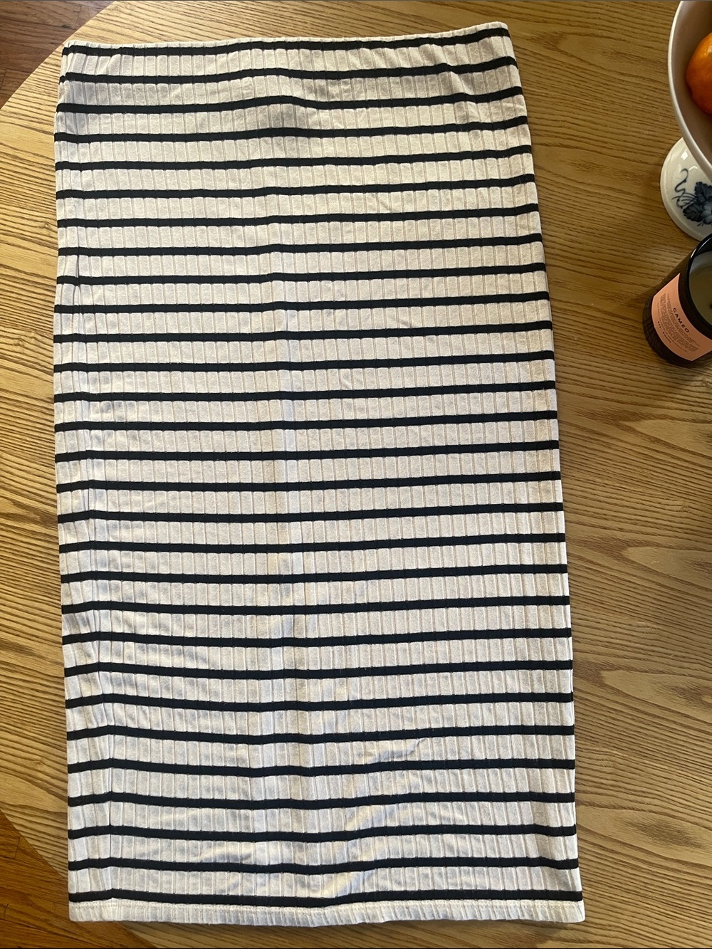 Benetton Classic Black and Creme Striped Women’s Pencil Skirt